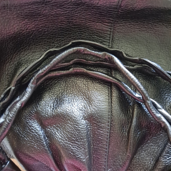 Elliott Lucca Black Leather Double Strap Medium Purse / Bag with Zip & Snap Lock - Picture 9 of 13